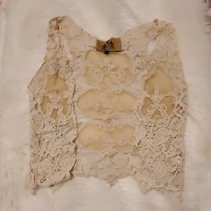 Urban Outfitters Covent Garden Cream Lace Vest L
